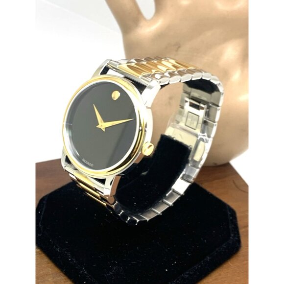 Movado Men's Watch 2100016 Museum Black Dial Swiss Quartz Two Tone Steel 39mm - Picture 2 of 14
